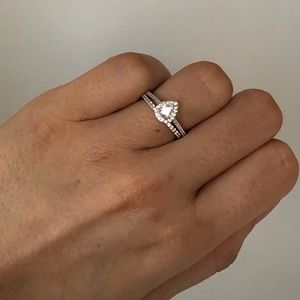 Sterling silver Teardrop wedding,engagement set